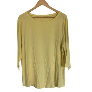 Kim Gravel Womens Butter Yellow 3/4 Sleeve‎ Tee Shirt Size XL Modal Blend Casual